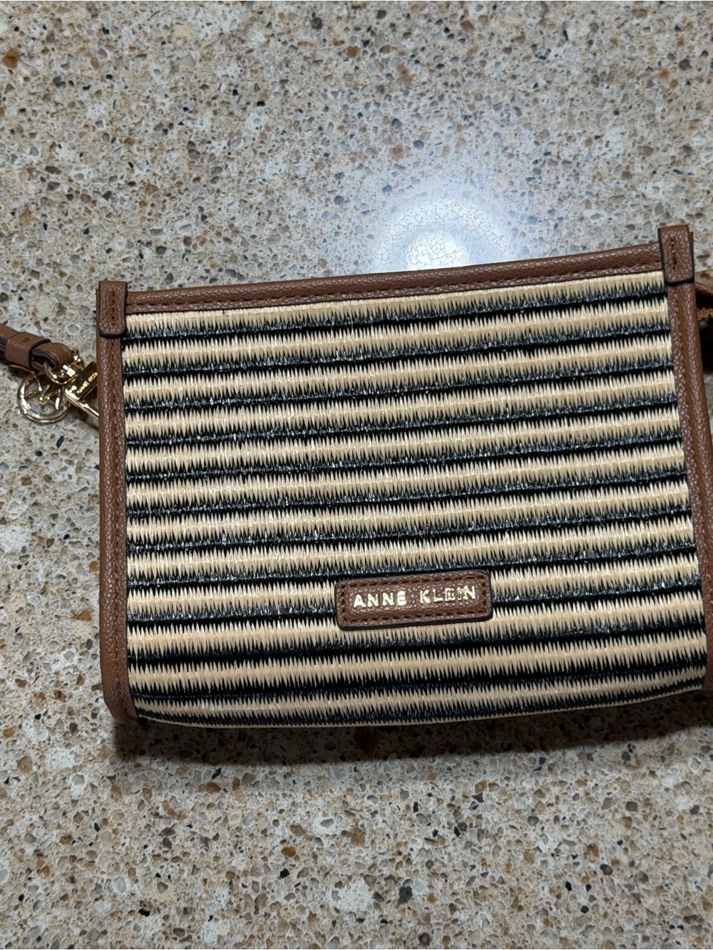 Anne Klein Brown, Black & Cream Striped Wristlet